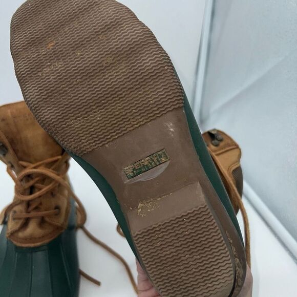 Sperry Top Sider Sperry Women’s Waterproof Rubber Duck Boot Brown Green - Picture 5 of 8